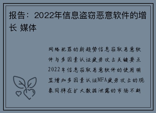 报告:2022年信息盗窃恶意软件的增长 媒体 报告:2022年信息盗窃恶意软件的增长 媒体