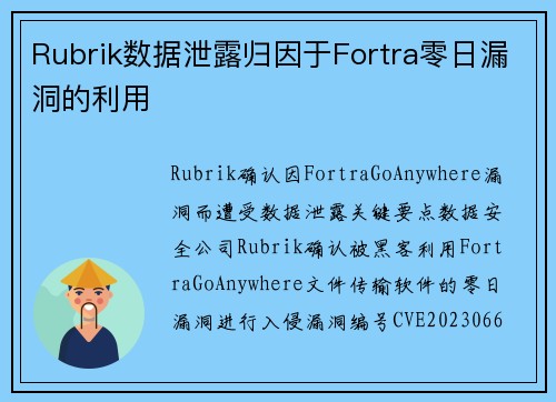 Rubrik数据泄露归因于Fortra零日漏洞的利用  Rubrik数据泄露归因于Fortra零日漏洞的利用